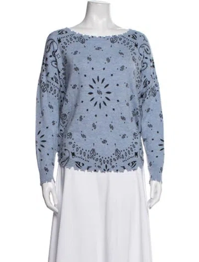 Pre-owned Kujten Cashmere Paisley Print Sweater In Blue