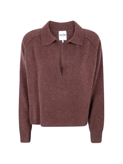 Kujten Cashmere Polo-collar Sweater In Brown