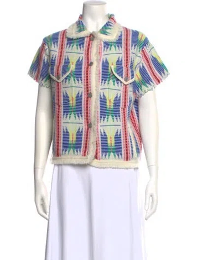 Pre-owned Kujten Cashmere Printed Sweater In White