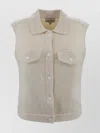 Kujten Cashmere Sleeveless Jacket Contrast Stitching