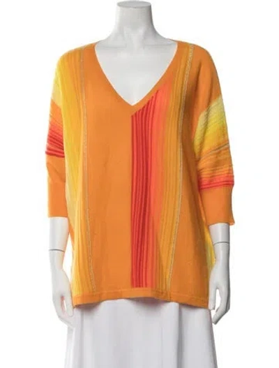 Pre-owned Kujten Cashmere Striped Sweater In Orange