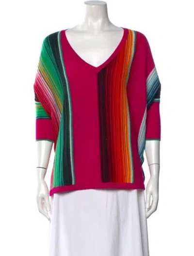 Pre-owned Kujten Cashmere Striped Sweater In Pink