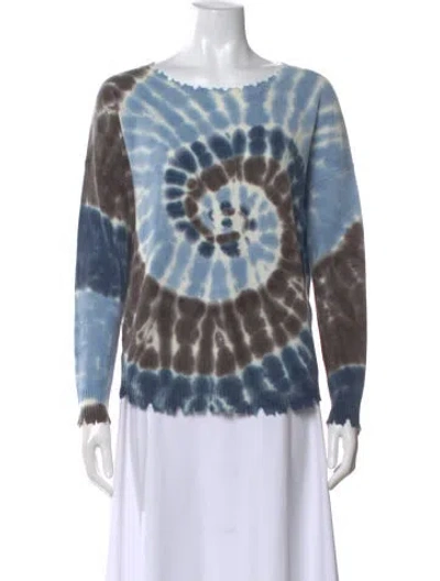 Pre-owned Kujten Cashmere Tie-dye Print Sweater In Blue