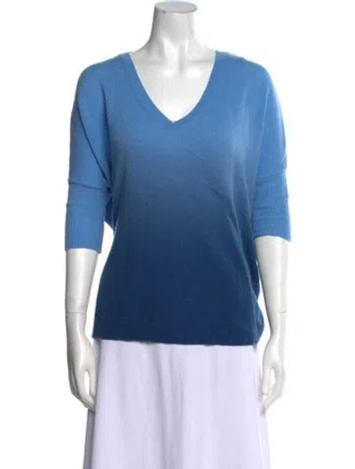 Pre-owned Kujten Cashmere V-neck Sweater In Blue
