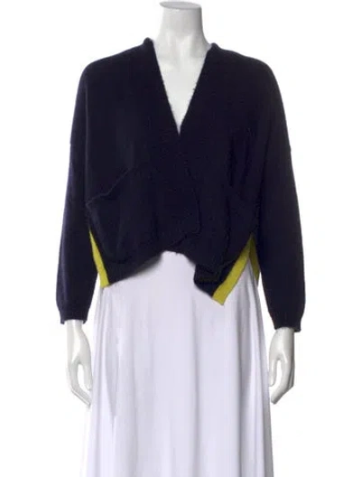 Pre-owned Kujten Cashmere V-neck Sweater In Blue