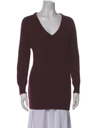 Pre-owned Kujten Cashmere V-neck Sweater In Burgundy