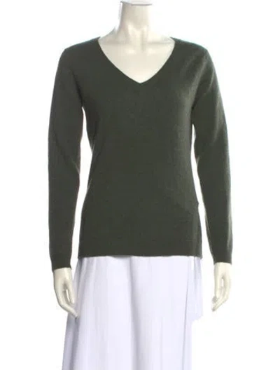 Pre-owned Kujten Cashmere V-neck Sweater In Green