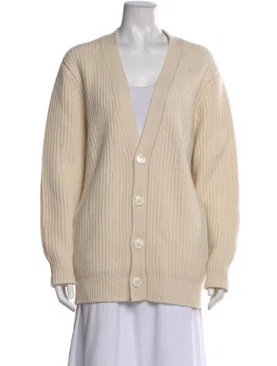 Pre-owned Kujten Cashmere V-neck Sweater In Neutral