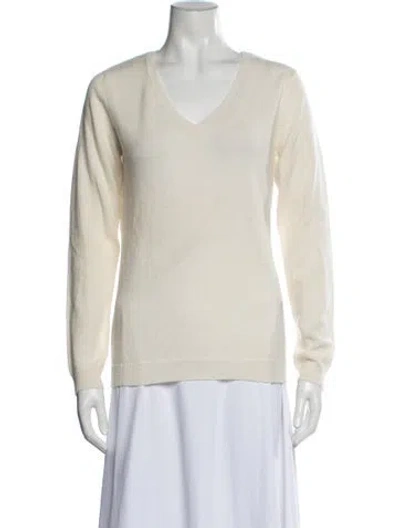Pre-owned Kujten Cashmere V-neck Sweater W/ Tags In Neutrals