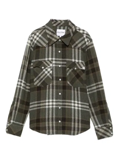 Kujten Checked Cashmere Shirt In Gray