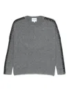 Kujten Crew-neck Braided-trim Sweater In Gray