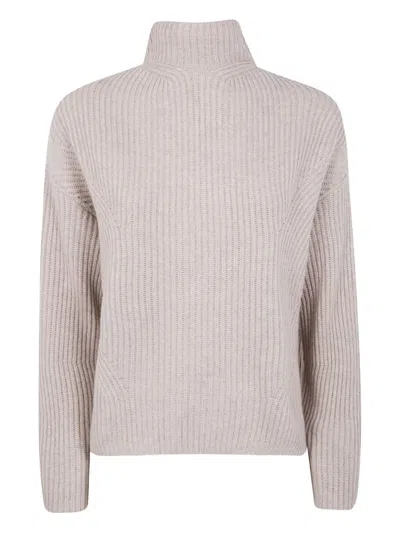 Kujten Demi High-neck Ribbed Sweater In Neutral