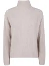Kujten Asymmetric Back High Neck Sweater In White
