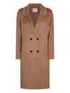 Kujten Double-breasted Mid-length Coat Lapels In Brown