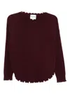 Kujten Frayed-hem Cashmere Sweater In Burgundy