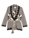 Kujten Geometric-pattern Cardigan In Brown