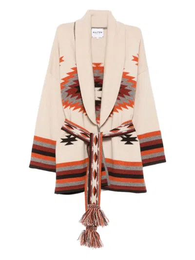KUJTEN GEOMETRIC-PATTERN CASHMERE CARDIGAN