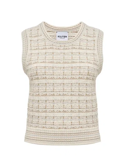 Kujten Gia Tweed Tank Top In White