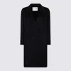 Kujten Double-breasted Mid-length Coat Long Sleeves In Blue