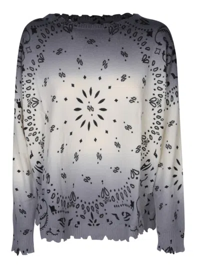 KUJTEN KUJTEN GRADIENT KNITWEAR WITH INTRICATE BLACK PATTERNS