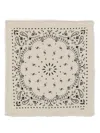 Kujten Paisley Frayed Edges Scarf In Neutral