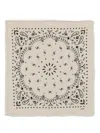 Kujten Paisley Frayed Edges Scarf In White