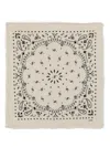 Kujten Paisley Frayed Edges Scarf In White