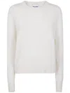 Kujten Long Sleeve Ribbed Cuff Knit Sweater In White