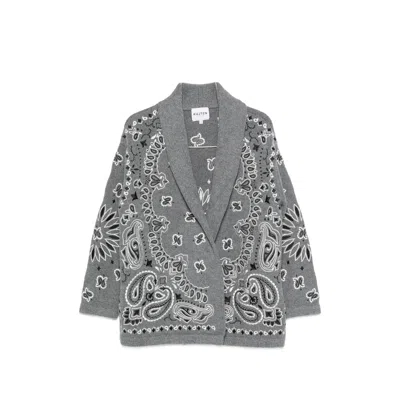 Kujten Cody Bandana Bico Cardigan In Gray
