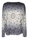 Kujten Gradient Knitwear With Intricate Black Patterns