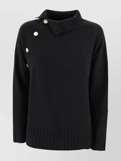 Kujten Knitwear High Collar Button Detailing In Black