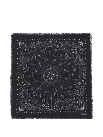 Kujten Large Hachiko Astro Bandana Scarf In Black