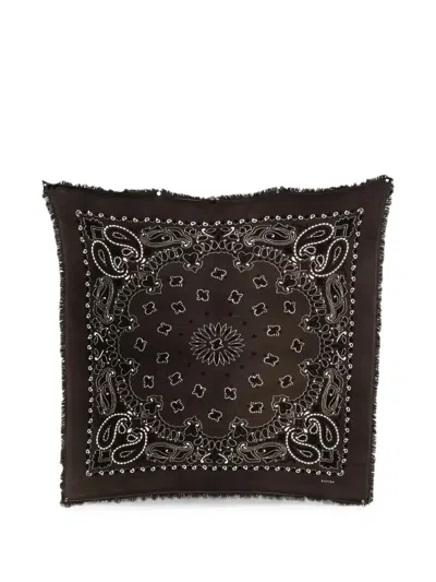 Kujten Large Paisley-print Frayed-edge Bandana In Brown