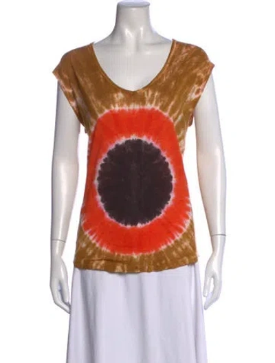 Pre-owned Kujten Linen Tie-dye Print T-shirt In Orange