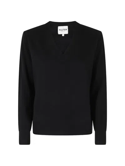 Kujten Lita V-neck Sweater In Black