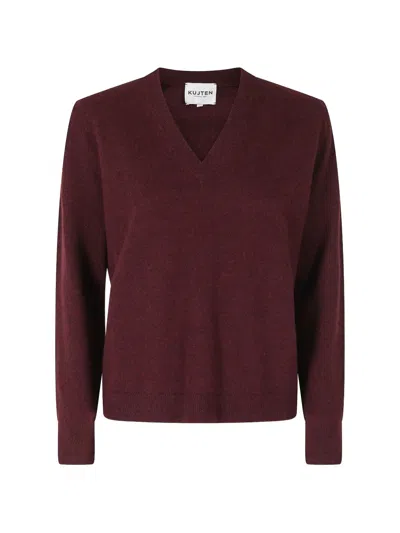 Kujten Lita V-neck Cashmere Sweater In Burgundy