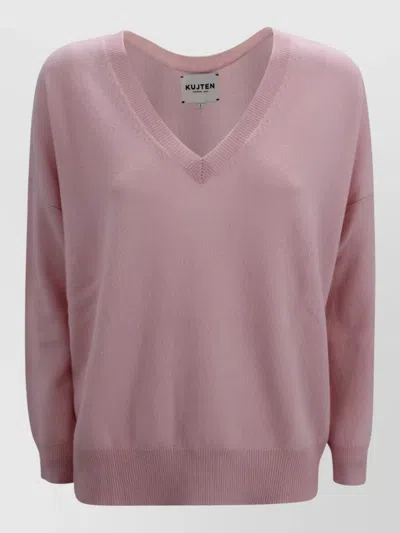 Kujten Lolita V Neck Organic Cashmere Sweater In Brown