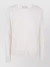 Kujten Long Sleeve Ribbed Cuff Knit Sweater In White