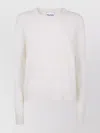 Kujten Long Sleeve Ribbed Cuff Knit Sweater In White