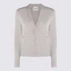 Kujten V-neck Knitwear With Ribbed Hem And Pockets In White