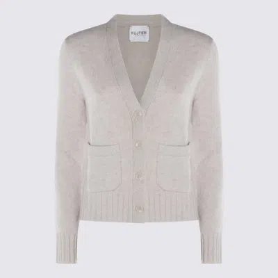 Kujten V-neck Knitwear With Ribbed Hem And Pockets In Neutral