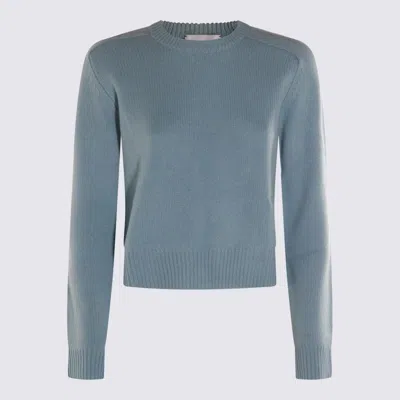 Kujten Long Sleeve Crew Neck Knitwear Top In Blue