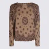 Kujten Paisley-pattern Raw-edges Sweater In Brown