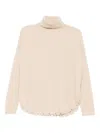 Kujten Mavis Frayed Sweater In Neutral