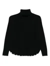 Kujten Mavis Roll-neck Frayed Sweater In Black
