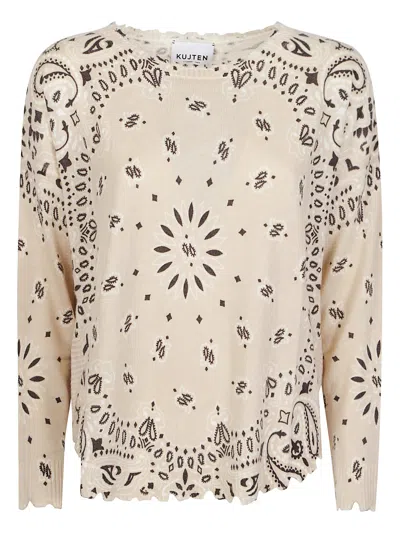 Kujten Mela Abba Bandana Bico Cashmere Sweater In Neutral