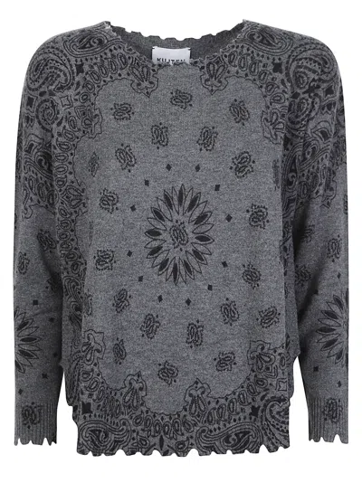 Kujten Mela Abba Bandana Bico Scalloped Cashmere Sweater In Animal Print