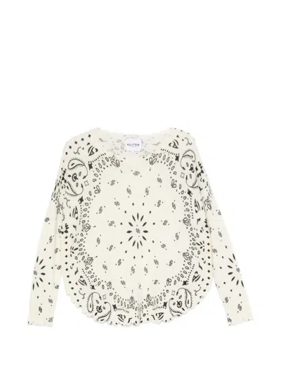 Kujten Mela Bandana Distressed Sweater In Neutral