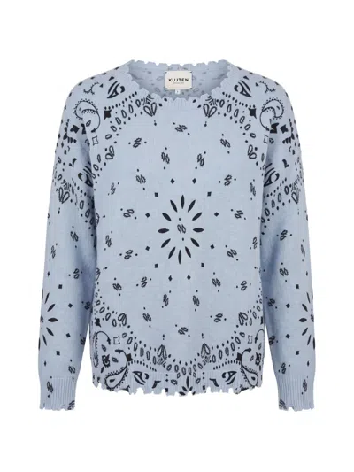 Kujten Mela Bandana-print Sweater In Blue