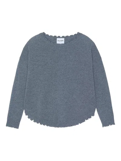 Kujten Mela Flannel Scalloped Sweater In Blue
